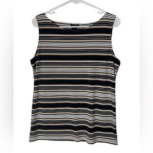 Ann Taylor Striped Tank Top - Black, White, and Tan